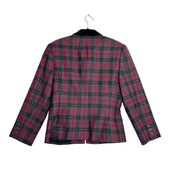 Kasper & Company ASL Vintage Wool Plaid Button Up Blazer Suit Jacket - Sz 8 - Picture 2 of 7